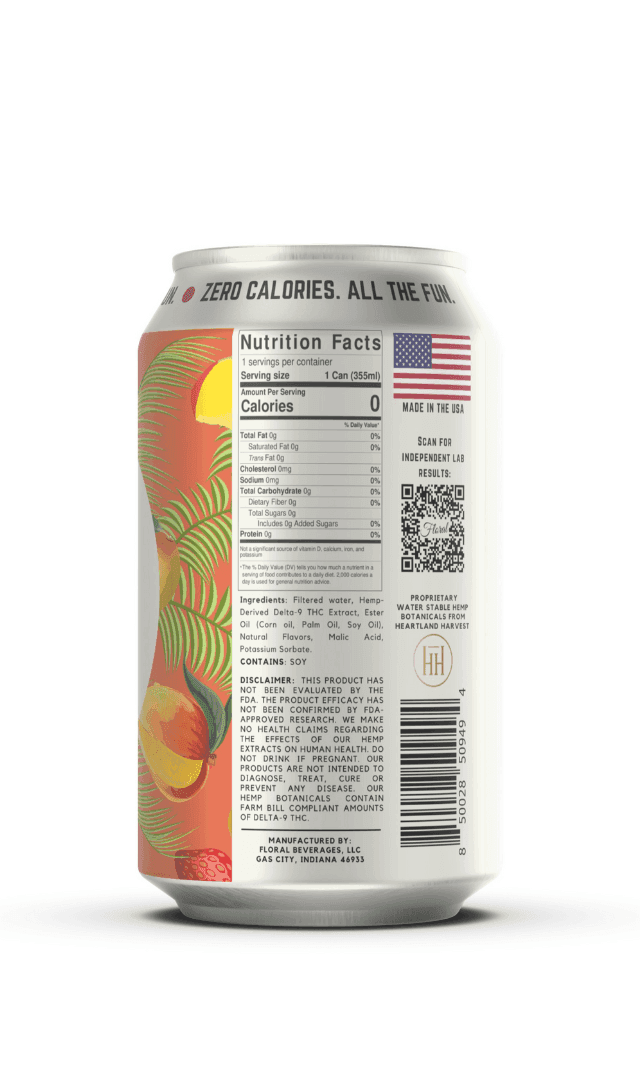 Strawberry Mango THC Seltzer with a sweet, tropical blend of strawberry and mango flavors, cannabis-infused for a refreshing and vibrant beverage experience.