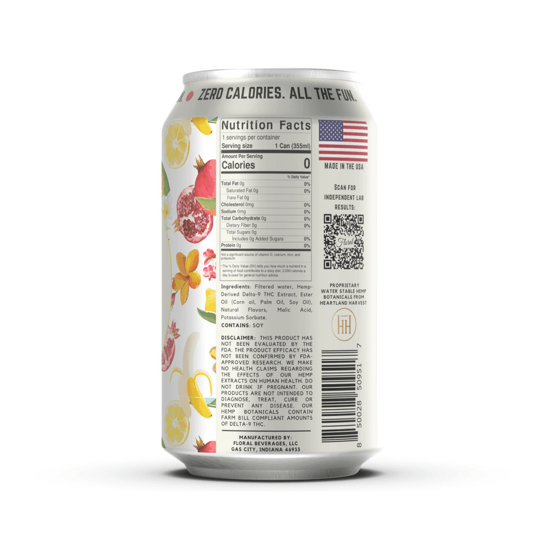 Tropical THC Seltzer with vibrant tropical fruit flavors, cannabis-infused for a refreshing and uplifting beverage experience.