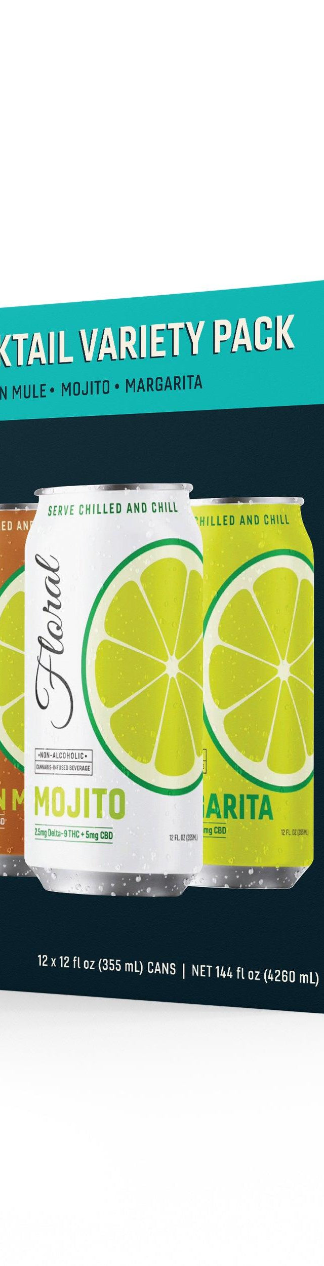 Floral THC Seltzer Variety Pack with multiple flavor options – refreshing cannabis-infused sparkling drink can lineup