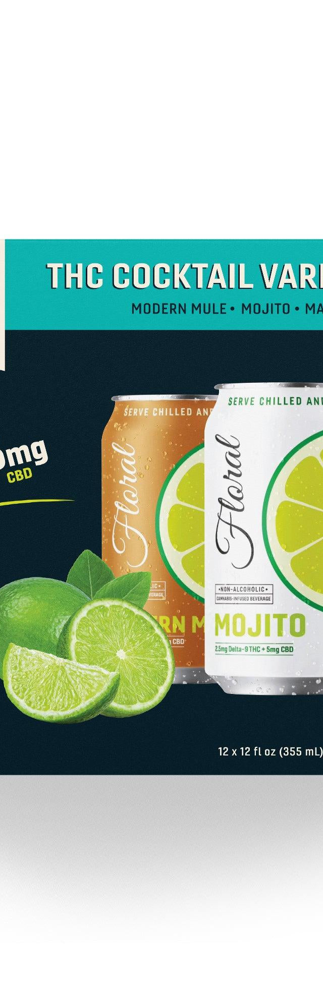 Floral THC Seltzer Variety Pack with multiple flavor options – refreshing cannabis-infused sparkling drink can lineup