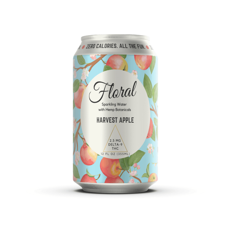 Floral THC Seltzer can with refreshing botanical design