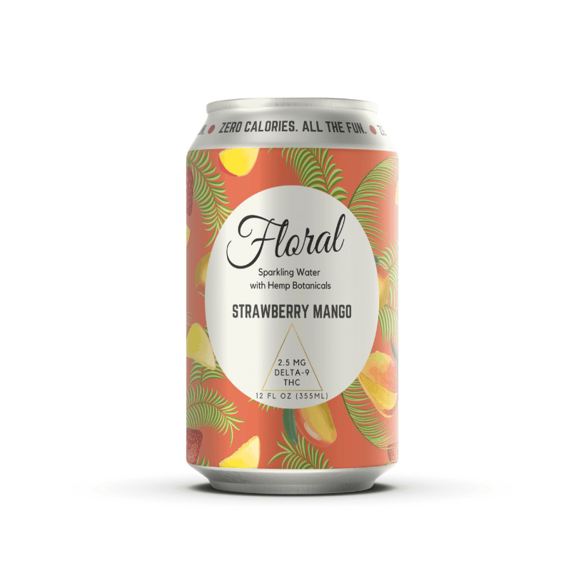 Floral THC Seltzer can with refreshing botanical design