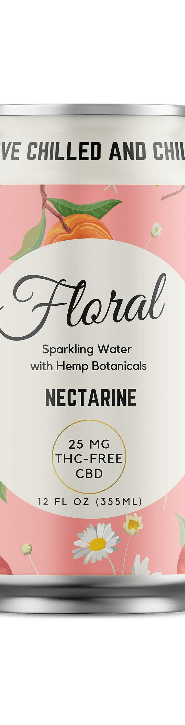 Nectarine CBD Sparkling Water with natural fruit flavor, infused with CBD for a refreshing and calming beverage experience.