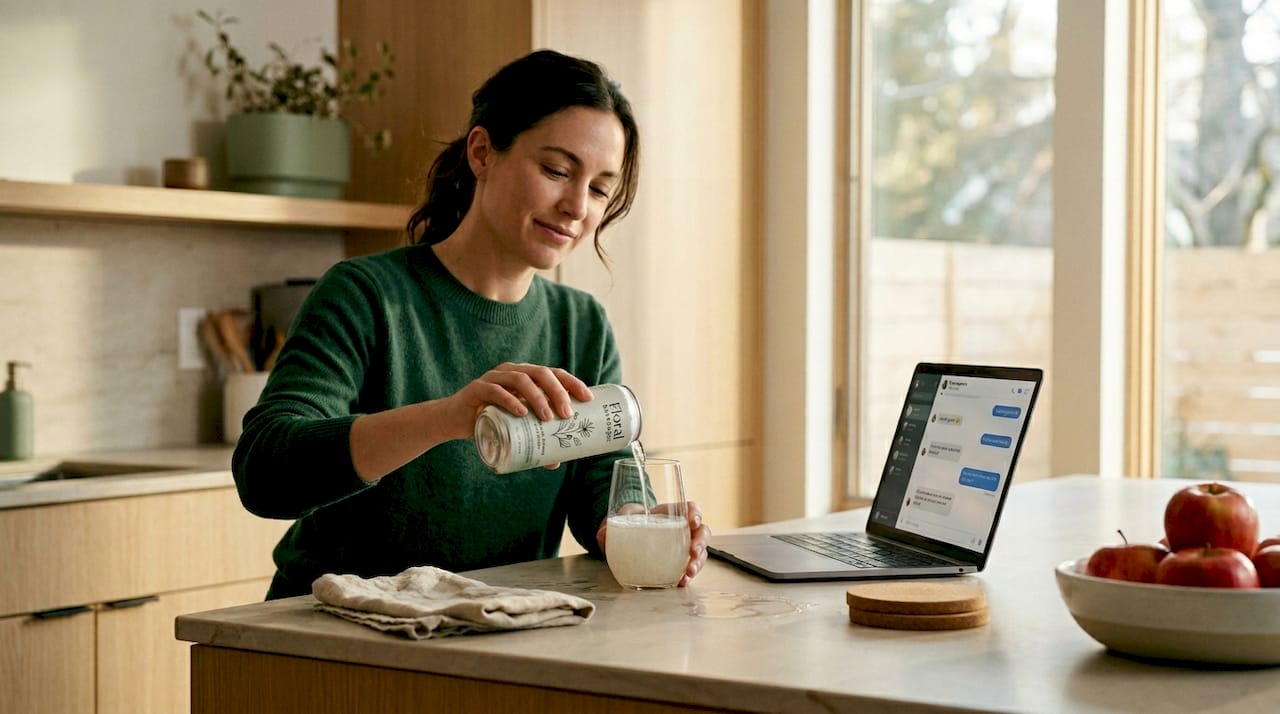 Person preparing THC drink at home kitchen