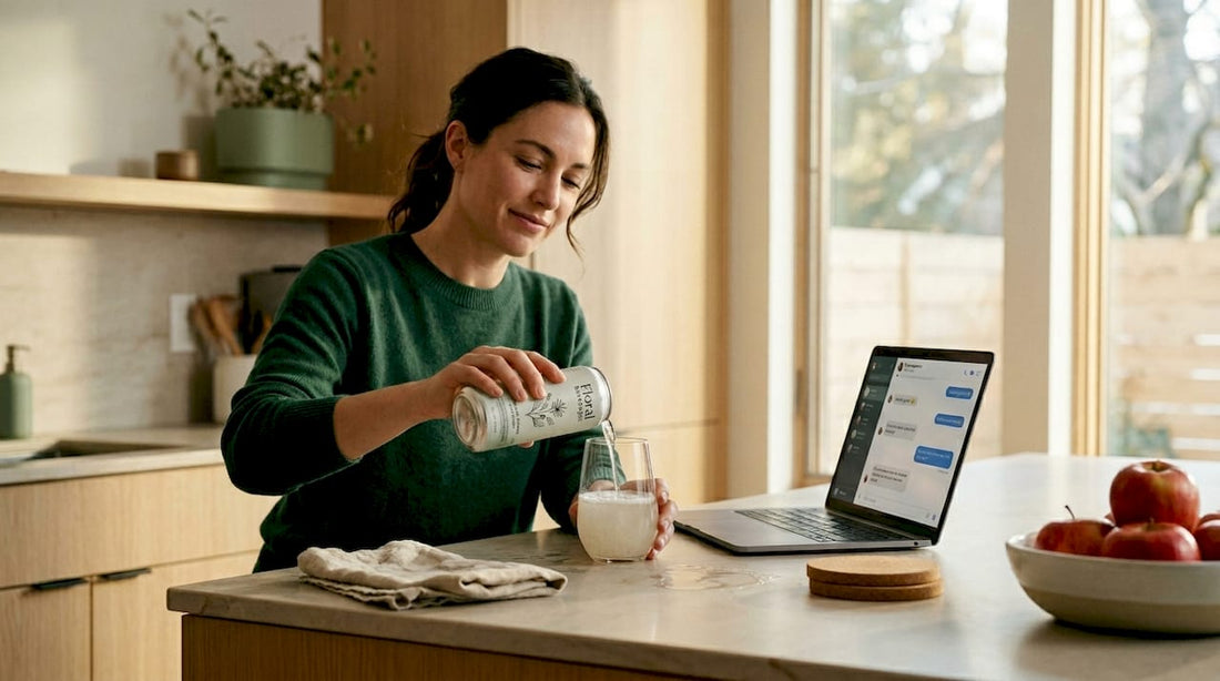 Person preparing THC drink at home kitchen