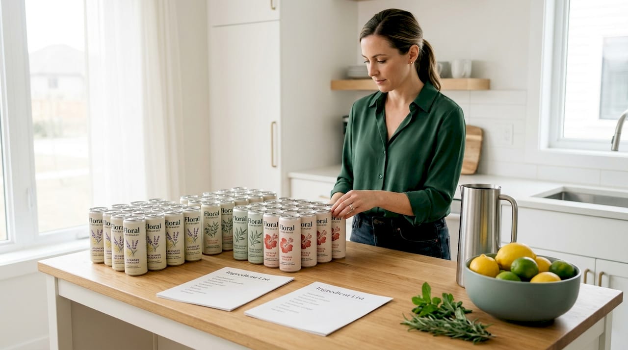 Manager arranges zero sugar cannabis drinks lineup