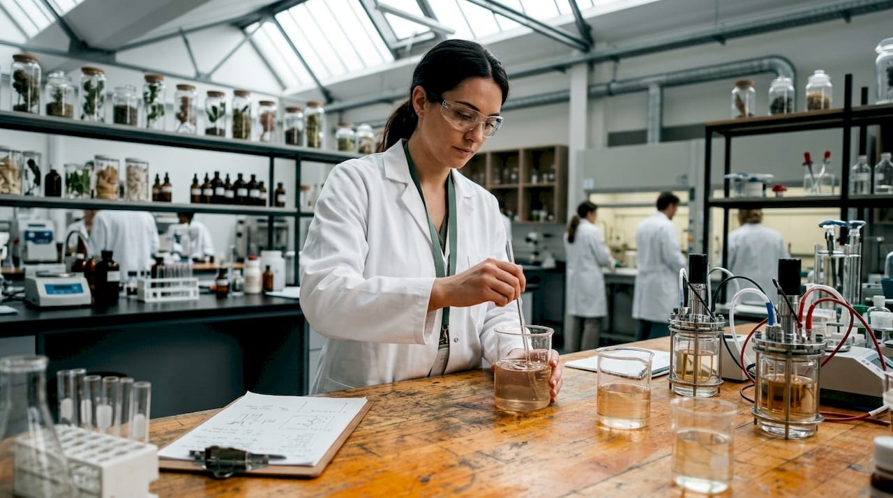 Technician preparing water soluble THC beverage