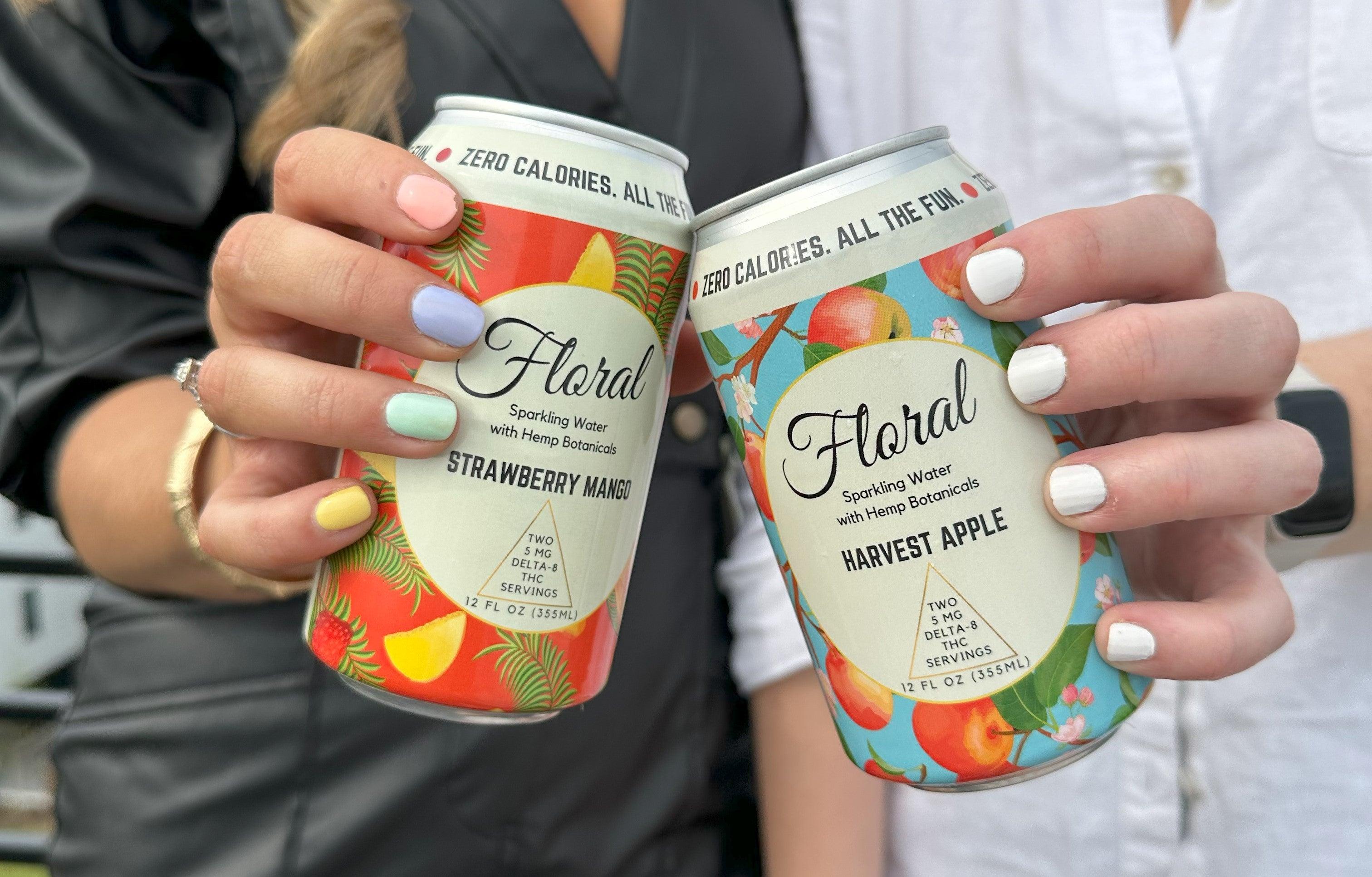A THC seltzer in strawberry mango and apple flavors that are alternatives to alcoholic drinks