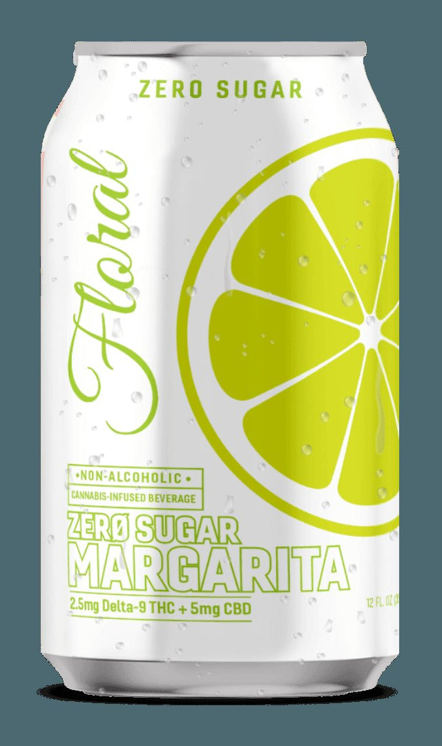 Floral THC Margarita Zero Sugar cannabis-infused drink with bright citrus and floral notes, a refreshing sugar-free beverage.