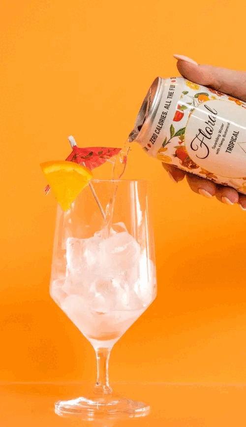 Floral THC Seltzer can with refreshing botanical design