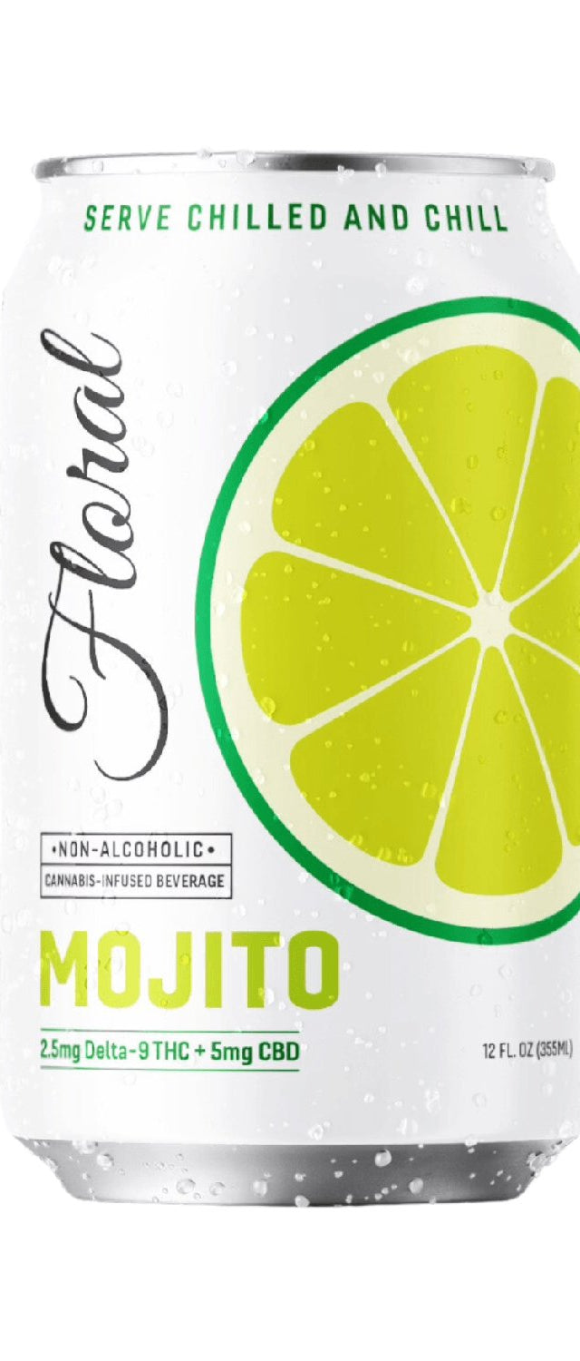 Floral THC Mojito with a refreshing blend of mint and citrus, cannabis-infused for a crisp, uplifting beverage experience.
