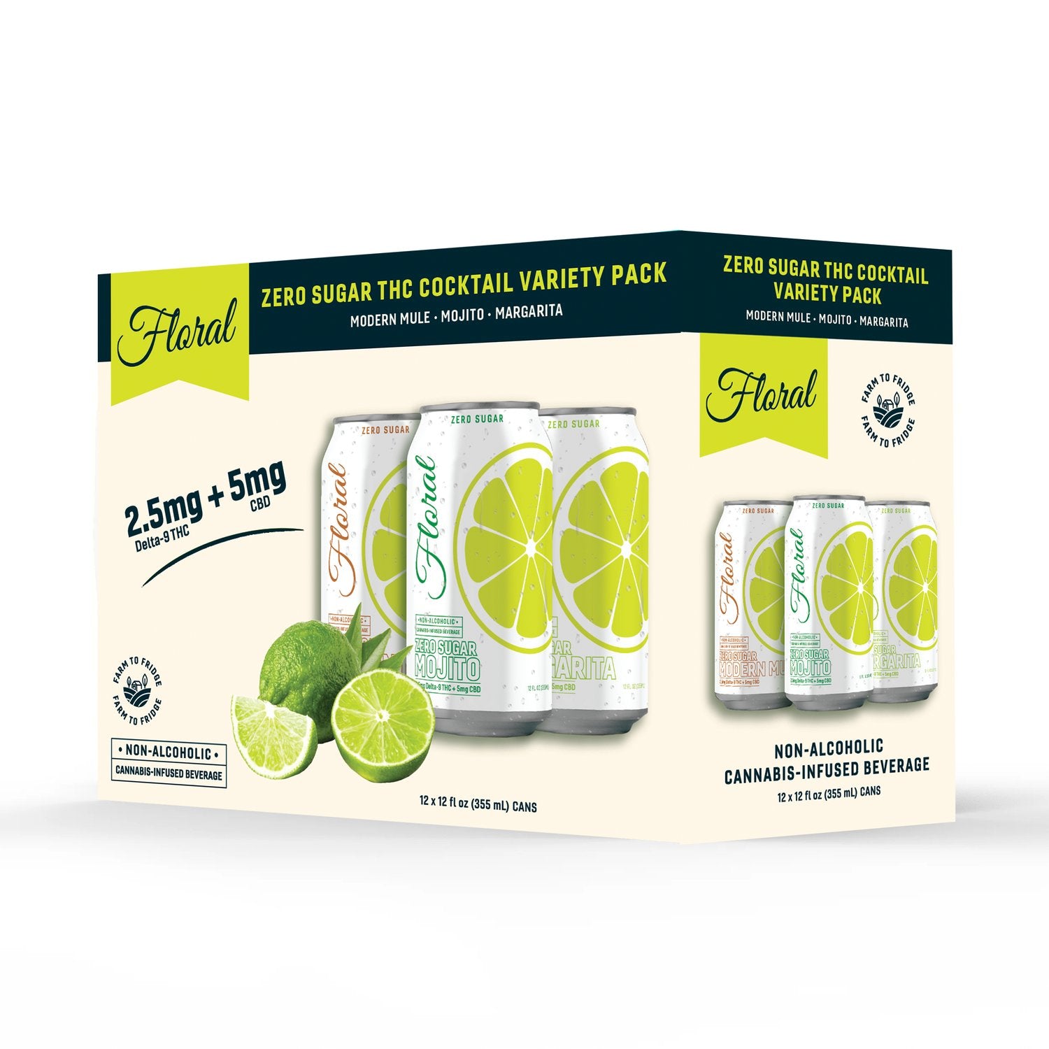 12-Can Cocktail Variety Pack (2.5mg THC)(Zero Sugar) - front label view