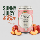Nectarine CBD seltzer descriptor card — Sunny, Juicy & Ripe