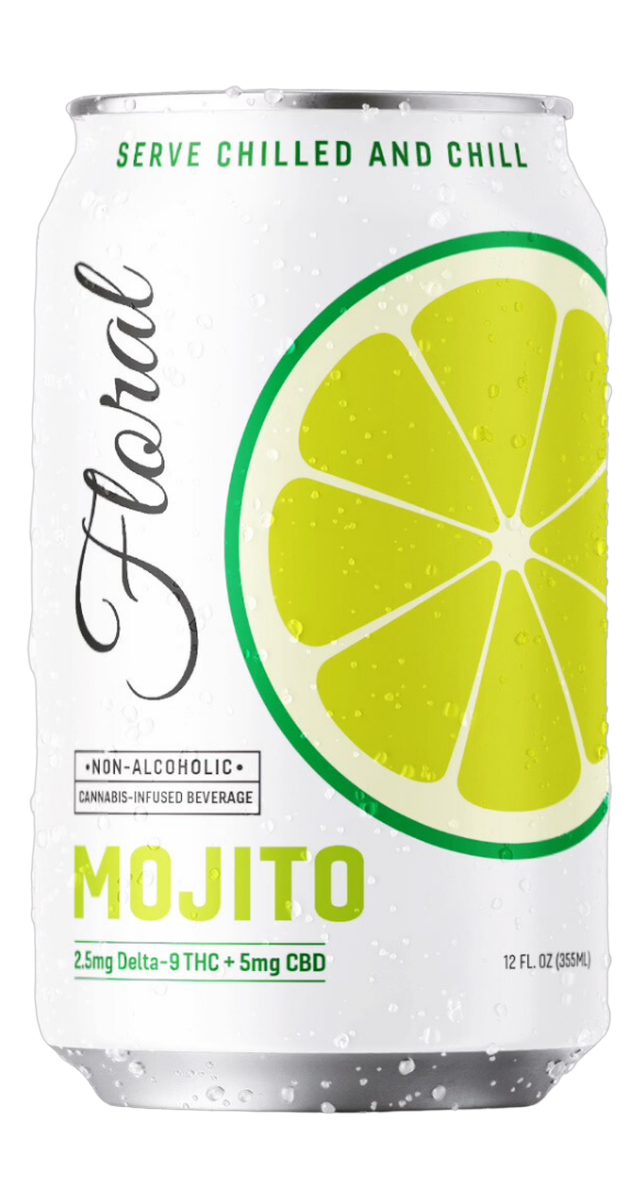 Mojito 2.5mg THC sparkling cocktail can — front (transparent)