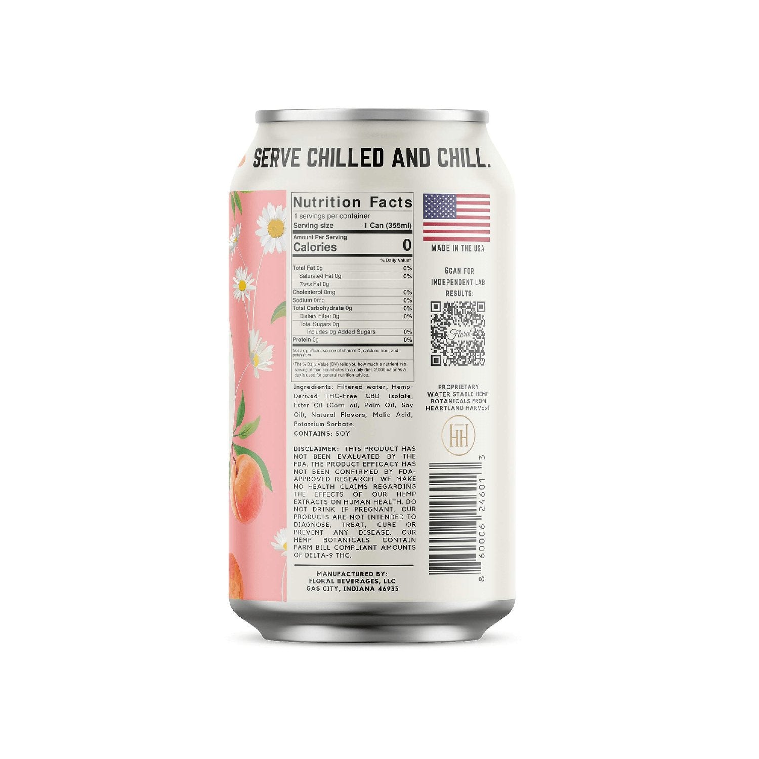 Nectarine CBD Sparkling Water with natural fruit flavor, infused with CBD for a refreshing and calming beverage experience.