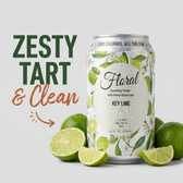 Key Lime seltzer descriptor card — Zesty, Tart & Clean