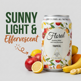 Tropical seltzer descriptor card — Sunny, Light & Effervescent