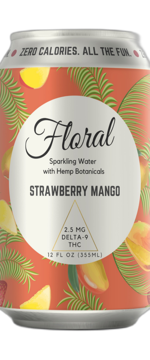 Strawberry Mango THC seltzer can — front