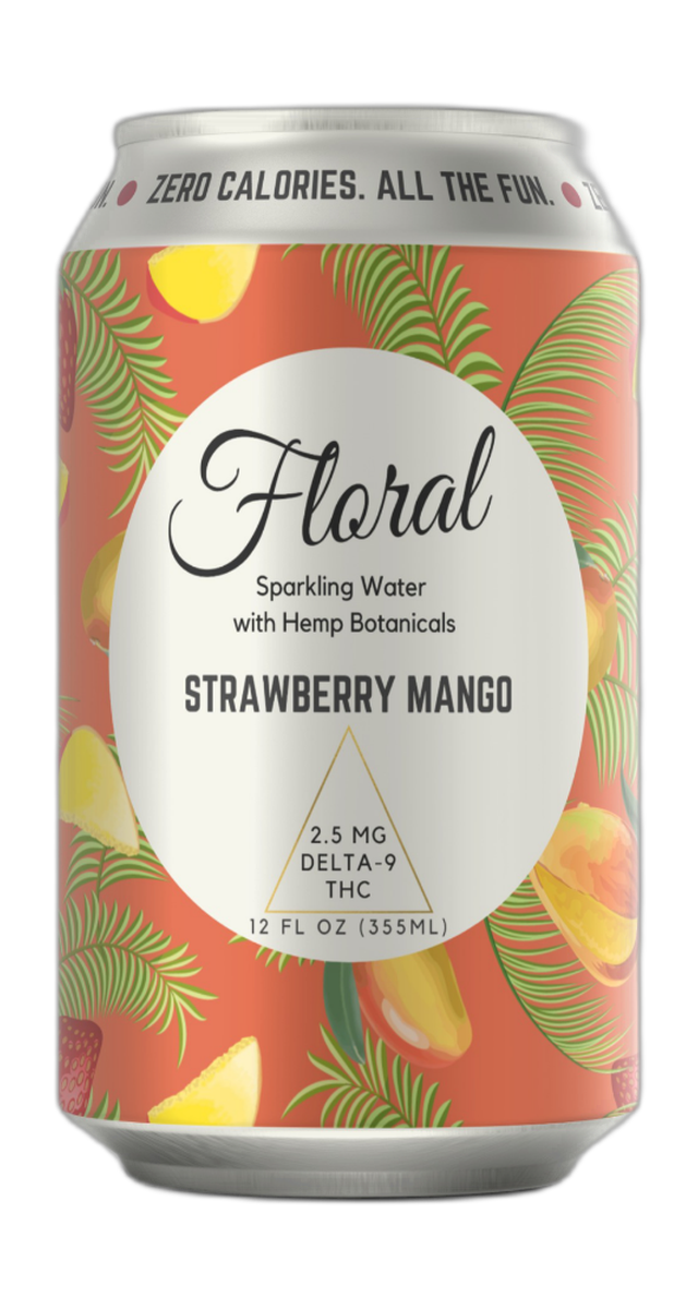 Strawberry Mango THC seltzer can — front