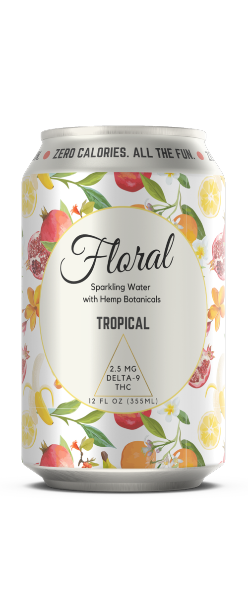 Tropical THC seltzer can — front