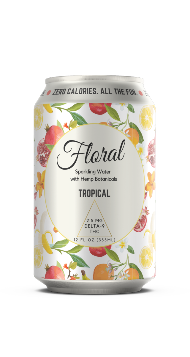 Tropical THC seltzer can — front