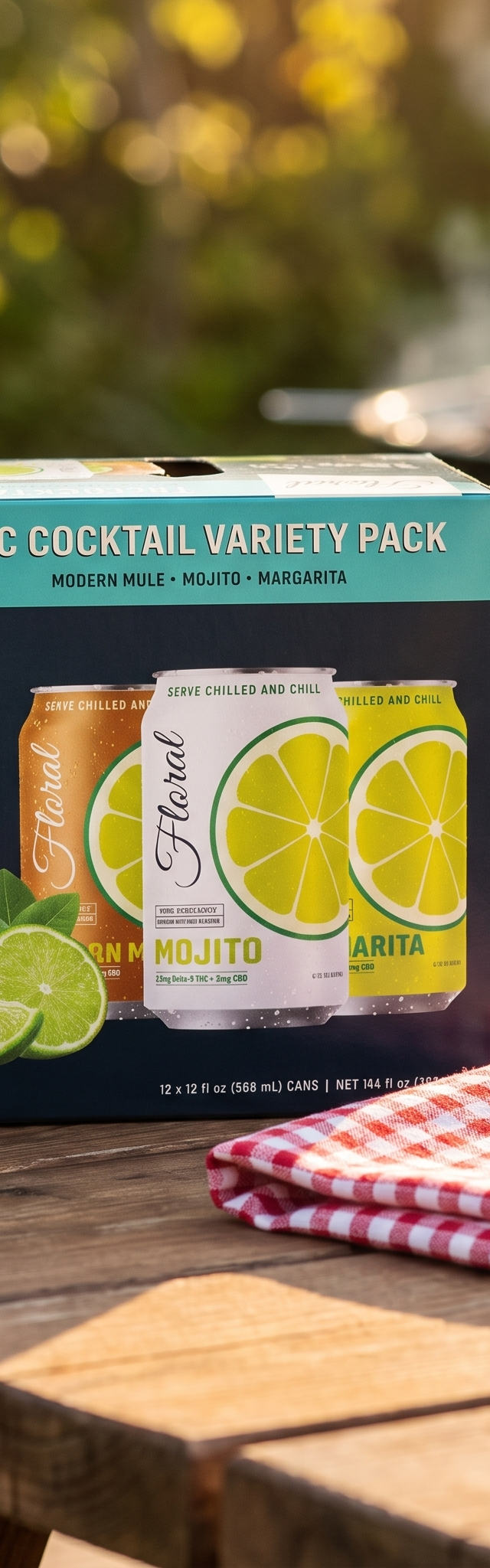Floral THC Cocktail Variety Pack (2.5mg) at a backyard BBQ