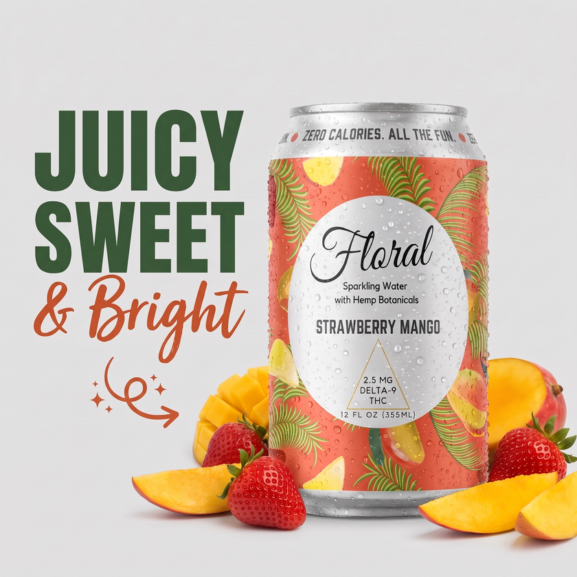 Strawberry Mango THC Seltzer flavor card
